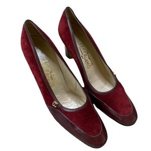 Salvatore Ferragamo Red Suede Leather Heels Women’s Size 10AA. U